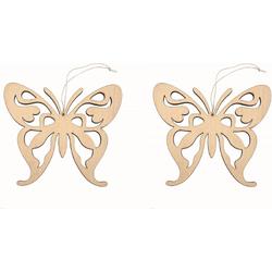 Set van 3x stuks houten decoratie hangers van een vlinder van 16 x 14 cm - Dieren/lente/zomer decoraties