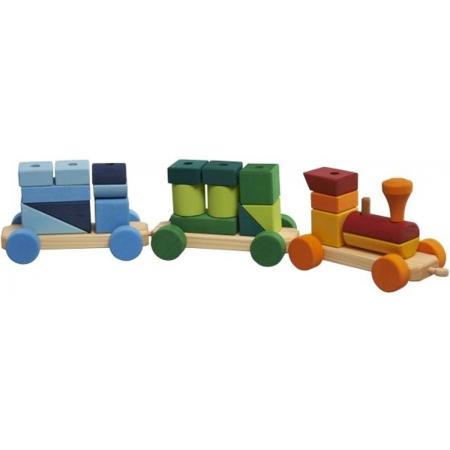 Gluckskafer houten blokken trein