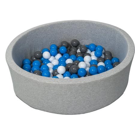 Zachte Jersey baby kinderen Ballenbak met 150 ballen,  - wit, blauw, grijs