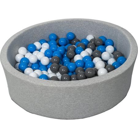 Zachte Jersey baby kinderen Ballenbak met 300 ballen,  - wit, blauw, grijs