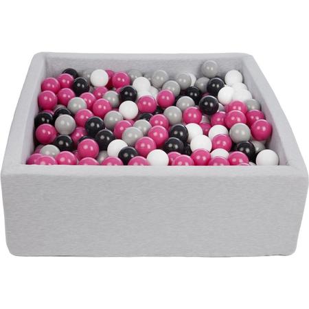 Zachte Jersey baby kinderen Ballenbak met 450 ballen, 90x90 cm - zwart, wit, roze, grijs