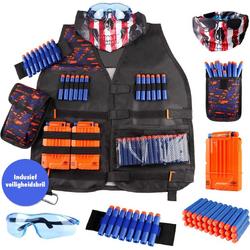 GoCommerce Tactical Vest Set - Geschikt voor Nerf Guns - Inclusief 30 extra pijltjes - Veiligheidsbril - Speelgoed Accessoires