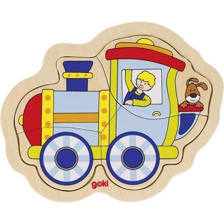 Goki Houten Vormenpuzzel Trein 15,5 X 12,5 Cm 4 Stukjes