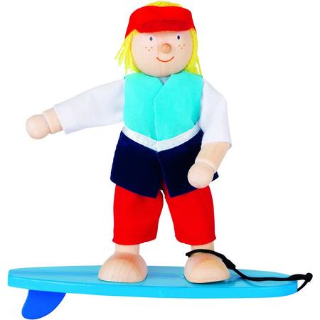 Goki Houten buigpopje surfer 10,5cm