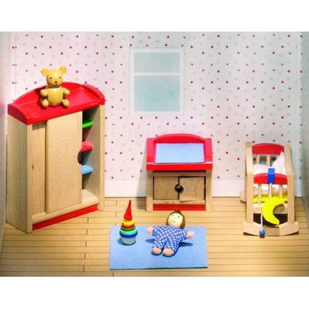 Goki Houten poppenhuis moderne kinderkamer 12-delig