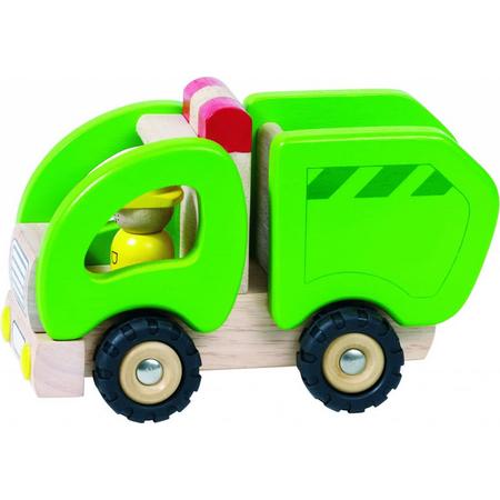Goki Houten vuilniswagen 15 x 8,5 x 10 cm