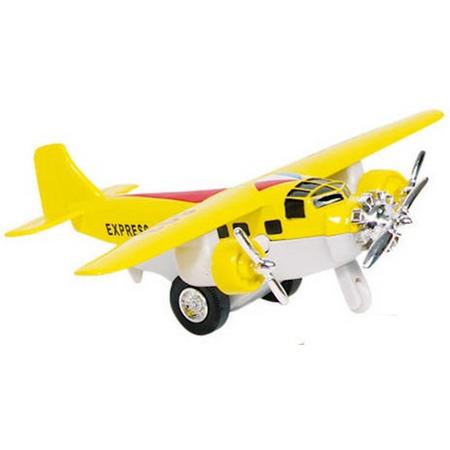 Goki Metalen vliegtuig 14 cm geel