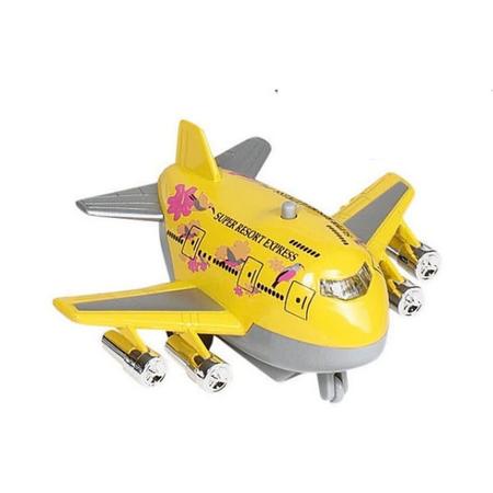 Goki Metalen vliegtuig met geluid 9 cm geel
