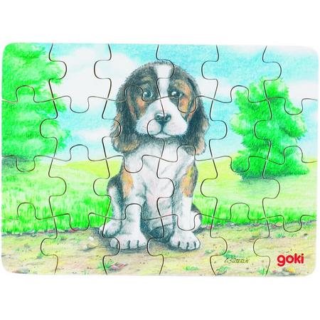 Goki Puzzel babydieren: hond buiten 24-delig