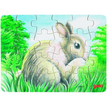 Goki Puzzel babydieren: konijn buiten 24-delig