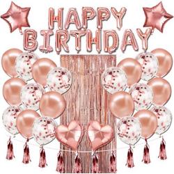 Feestopstelling - Feest Set - Verjaardagsfeest - Versiering Set - Viering - Happy Birthday - Party Set - Set Up - Servies - Banier - Speelgoed - Cadeautasje - Versieren - Decoration  - Roos Roze - Rose Pink