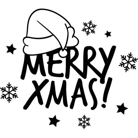 Kerst - sticker - Merry Xmas! - 29x29 cm - kerstversiering - kerstdecoratie voor binnen - kerst stickers - stickers volwassenen - raamstickers kerst - 1 stuks - zwart