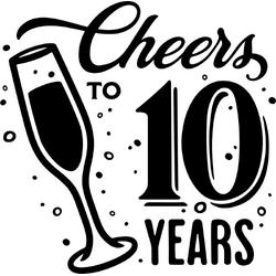 Sticker - Cheers to 10 years - 20x20cm - wit - 1 stuks - stickers - verjaardag - verjaardag decoratie - verjaardag versiering - feest - feest versiering - feestartikelen - raamstickers - raamsticker - Stickers volwassenen