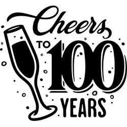 Sticker - Cheers to 100 years - 20x20cm - wit - 1 stuks - stickers - verjaardag - verjaardag decoratie - verjaardag versiering - feest - feest versiering - feestartikelen - raamstickers - raamsticker - Stickers volwassenen