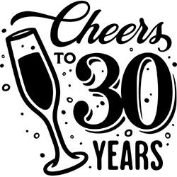 Sticker - Cheers to 30 years - 20x20cm - wit - 1 stuks - stickers - verjaardag - verjaardag decoratie - verjaardag versiering - feest - feest versiering - feestartikelen - raamstickers - raamsticker - Stickers volwassenen