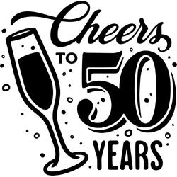 Sticker - Cheers to 50 years - 20x20cm - wit - 1 stuks - stickers - verjaardag - verjaardag decoratie - verjaardag versiering - feest - feest versiering - feestartikelen - raamstickers - raamsticker - Stickers volwassenen