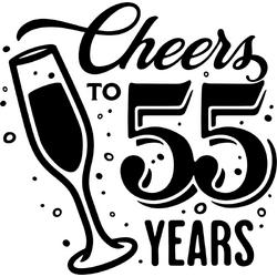 Sticker - Cheers to 55 years - 30x30cm - wit - 1 stuks - stickers - verjaardag - verjaardag decoratie - verjaardag versiering - feest - feest versiering - feestartikelen - raamstickers - raamsticker - Stickers volwassenen
