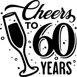 Sticker - Cheers to 60 years - 20x20cm - wit - 1 stuks - stickers - verjaardag - verjaardag decoratie - verjaardag versiering - feest - feest versiering - feestartikelen - raamstickers - raamsticker - Stickers volwassenen