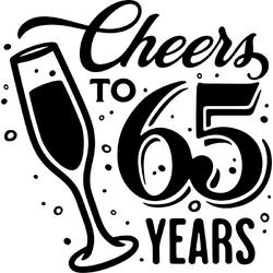 Sticker - Cheers to 65 years - 20x20cm - wit - 1 stuks - stickers - verjaardag - verjaardag decoratie - verjaardag versiering - feest - feest versiering - feestartikelen - raamstickers - raamsticker - Stickers volwassenen