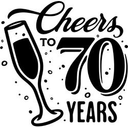 Sticker - Cheers to 70 years - 20x20cm - wit - 1 stuks - stickers - verjaardag - verjaardag decoratie - verjaardag versiering - feest - feest versiering - feestartikelen - raamstickers - raamsticker - Stickers volwassenen
