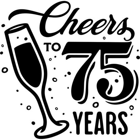 Sticker - Cheers to 75 years - 20x20cm - wit - 1 stuks - stickers - verjaardag - verjaardag decoratie - verjaardag versiering - feest - feest versiering - feestartikelen - raamstickers - raamsticker - Stickers volwassenen