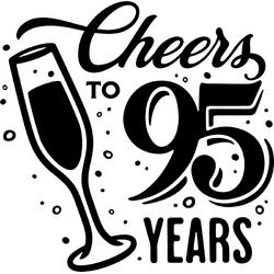Sticker - Cheers to 95 years - 30x30cm - wit - 1 stuks - stickers - verjaardag - verjaardag decoratie - verjaardag versiering - feest - feest versiering - feestartikelen - raamstickers - raamsticker - Stickers volwassenen