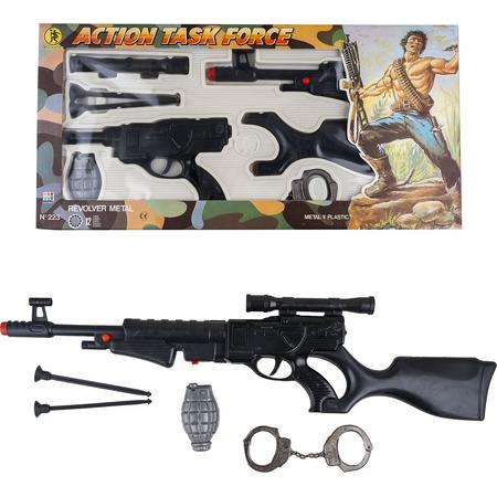 Action task force geweer / revolver metaal - 12 shot - GONHER - 8-delig