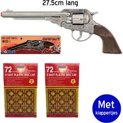 Gonher 8 schots Cowboy Revolver 27,5cm lang klappertjespistool met 144 shots klappertjes