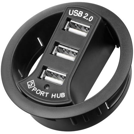 Goobay 3-poorts USB2.0 hub voor bureau inbouw - 1,5 meter