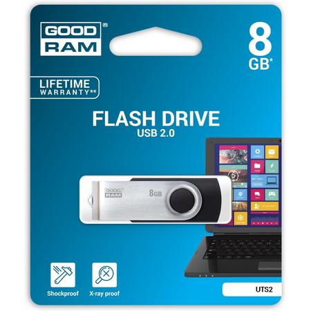 Goodram 8GB USB 2.0 Type-A Zwart, Zilver USB flash drive