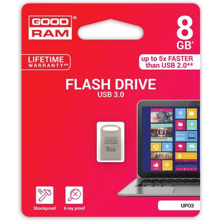 Goodram 8GB USB 3.0 8GB 3.0 (3.1 Gen 1) USB-Type-A-aansluiting Zilver USB flash drive