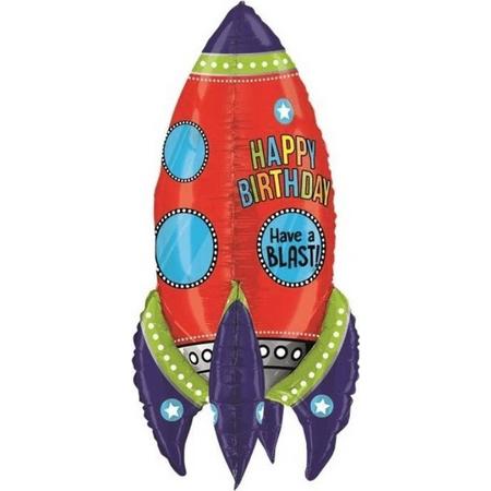 Folieballon XL Happy Birthday Raket 91 cm
