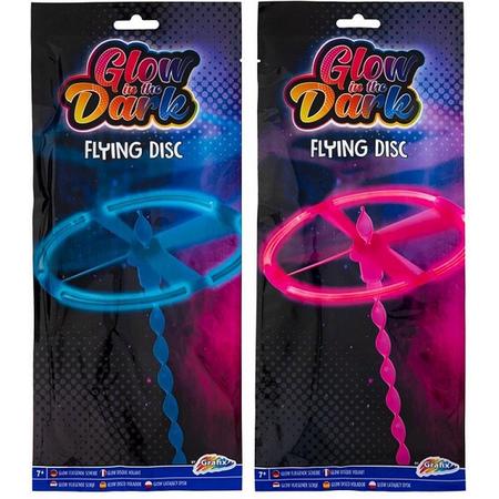Grafix Glow Flying Disc - Speelgoed - Buiten - Glow - In -The - Dark - Jongens - Meisjes - Kinderen - Cadeau - Blauw - Vliegende - Disk - Spelen - Buiten Speelgoed