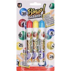 3x Bingo stiften/markers - Blauw - Geel - Rood - Bingo Dabbers