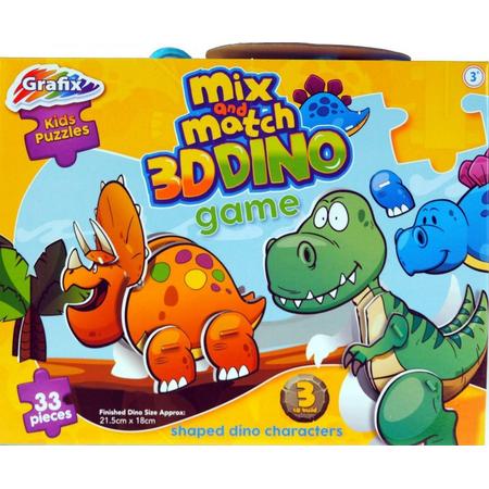 Grafix 3d-puzzel Mix And Match Dino 33 Stukjes
