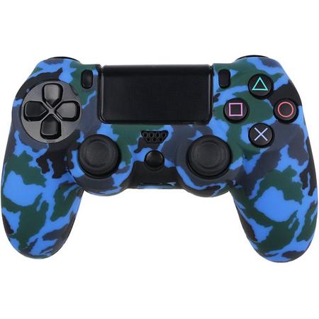 Playstation 4 Controller Silicone Camouflage BeschermHoes Blauw Camo Protective case Blue Ps4