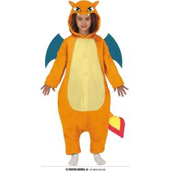 Guirca - Draak Kostuum - Evolutie Vuurdraak Charizard Kind Kostuum - oranje - 10 - 12 jaar - Halloween - Verkleedkleding