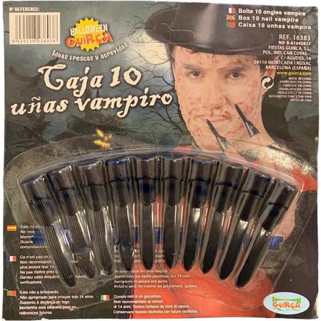 Vampier Nagels zwart - 10 stuks (Halloween)