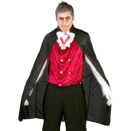 vampier cape zwart met rode kraag - 110cm