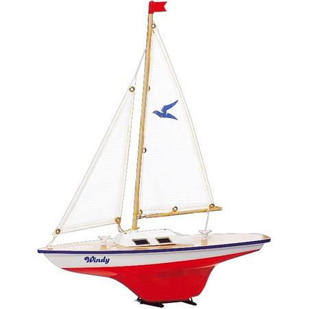 Günther modelzeilboot Windy 35 x 42 cm wit/rood