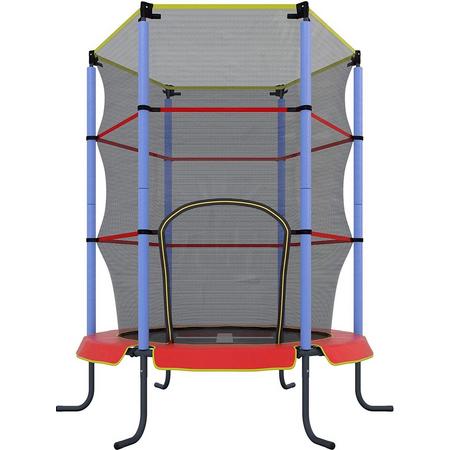 Gutos Ultrasport kinder trampoline Jumper 140 cm, fun en fitness trampoline voor kinderen vanaf 3 jaar, te gebruiken als kamertrampoline, speciaal beveiligd met net en randafdekking