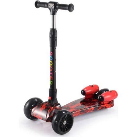 Driewiels Kinder Scooter - LED Wieltjes - Rook en Geluid - met Bluetooth - Rood