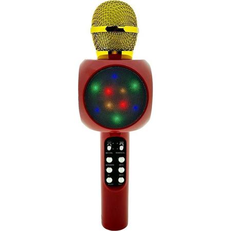 Magic Karaoke Microfoon Draadloos met Speaker - met Discolichten - Rood