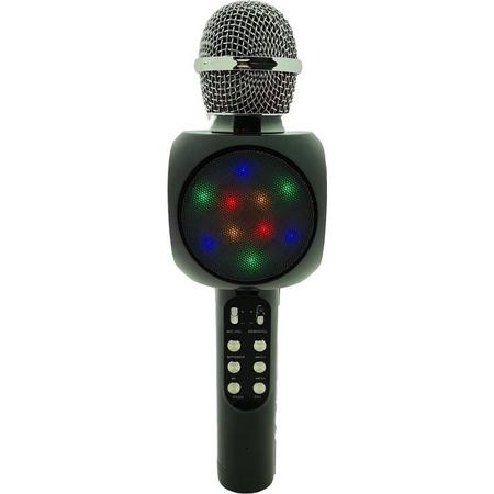 Magic Karaoke Microfoon Draadloos met Speaker - met Discolichten - Zwart