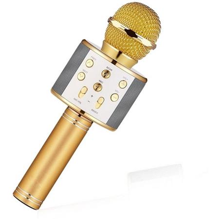 Magic karaoke microfoon draadloos met speaker - goudkleurig