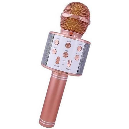 Magic karaoke microfoon draadloos met speaker - rose gold