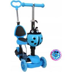 Mini Scooter - Zadel Step Met 3 Wielen - Driewieler - Met Duwstang - LED Wielen - Blauw