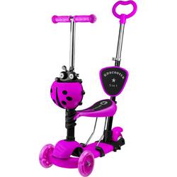 Mini Scooter - Zadel Step Met 3 Wielen - Driewieler - Met Duwstang - LED Wielen - Roze