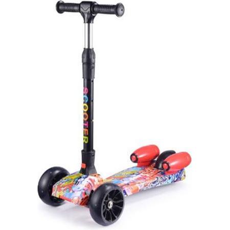 Driewiels Kinder Scooter - LED Wieltjes - Rook en Geluid - met Bluetooth - Graffiti