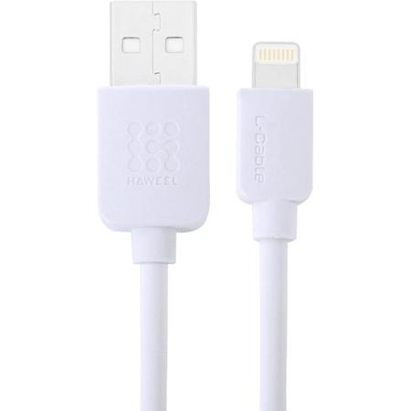 Haweel Lightning USB Kabel iPhone X / 10 / iPhone 8 / 8 Plus / iPhone SE / 5S / 5 / iPhone 6S / 6 Plus / 7 / 7 Plus / iPod / iPad Pro 10.5 / 9.7 / iPad 2017 - 1 Meter Wit